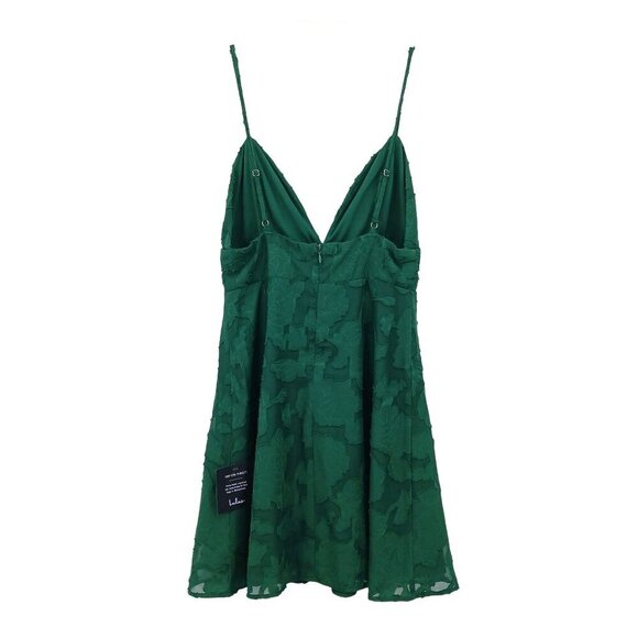 NWT Lulus Mindful Muse Emerald Green Floral Burnout Skater Mini Dress Small - Picture 4 of 13